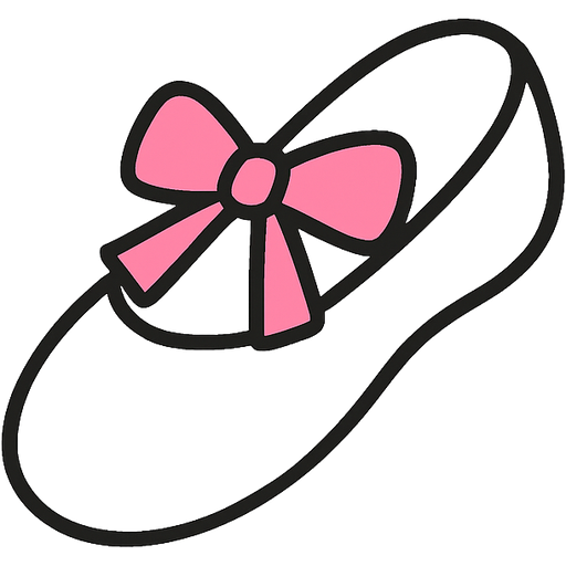 A pink ballet slipper with a bow on it make it more modern and make the actual slipper white, but make the bow pink