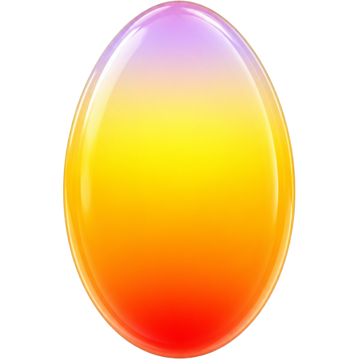 Draw an egg-shaped transparent oval aura. inside it the gradient — in the bottom is small red color, at the middle is orange anda lot of yellow color, at the top is small light violet color. There is a transparent blurred strip of orange color around the oval, it frames the oval