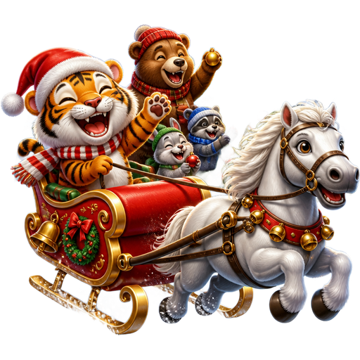 (“Merry Christmas”): All this bouncing makes me feel… Like bouncing’ through the snow. In a one-horse open sleigh. O’er the field we go Laughin’ all the way. Bells on Tiger ring. Making spirits bright. Bear. Oh, what fun to trim the tree. With all my friends tonight