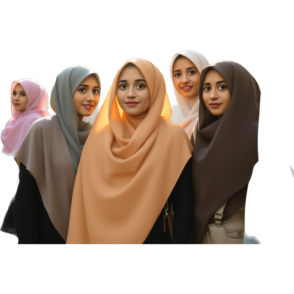 "Soft pastel colors, draped hijabs in urban settings, sunlight filtering through fabrics, candid moments, diverse women embracing culture."