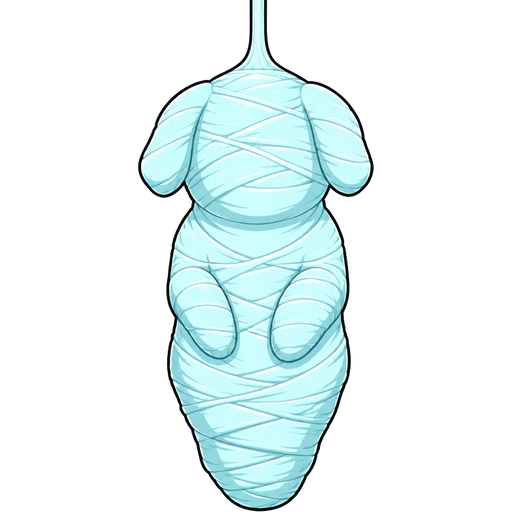 #B8FFFF spider slik cocoon #B8FFFF mummified completely covered anthro dog shaped cocoon hanged ears completely covered