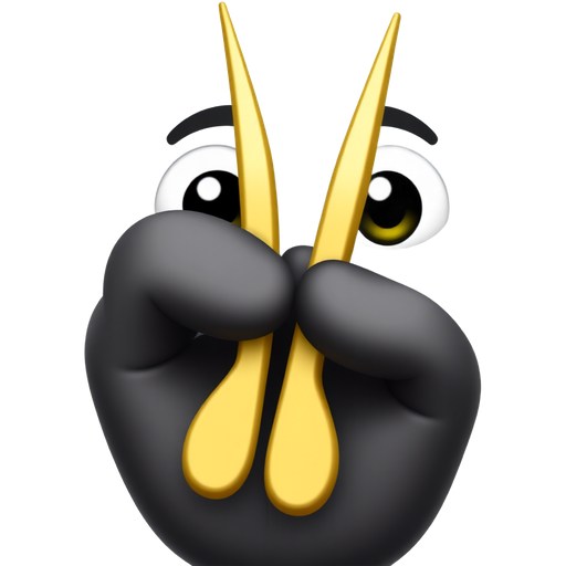 3D iOS-style emoji of black latex gloved hand gently holding golden tweezers, soft lighting, realistic texture, transparent background.