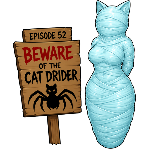 episode 52 beware of the cat drider next to wrapped up and mummified fully covered in a #B8FFFF spider slik cocoon shaped like female cat girl anthro with arms behind back with #B8FFFF spider slik wrappings completely covered with thick layers non-transparent #B8FFFF spider slik wrappings #B8FFFF