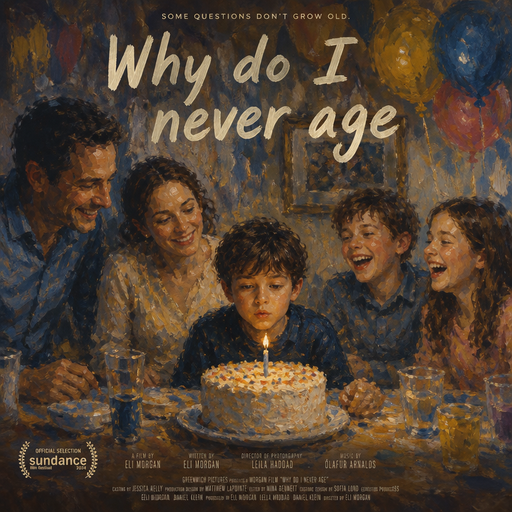 give me a movie cover. The movie is called. Why do I never age where a kid is blowing out a candle but the kid is not smiling and the parents are smiling and the siblings are laughing.
