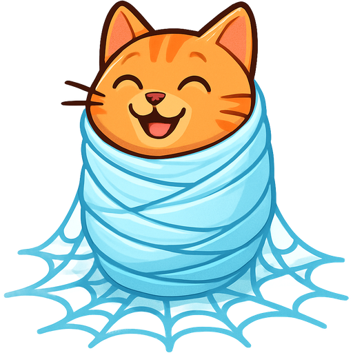 #B8FFFF slikworm cocooned pod encased enveloped cocooned orange cat happy covered with #B8FFFF huge coating of #B8FFFF slik and huge #B8FFFF slik wrappings and huge #B8FFFF webbing wrappings #B8FFFF on the ground and #B8FFFF webbings wrappings #B8FFFF cartoon style emoji, fun expressive character