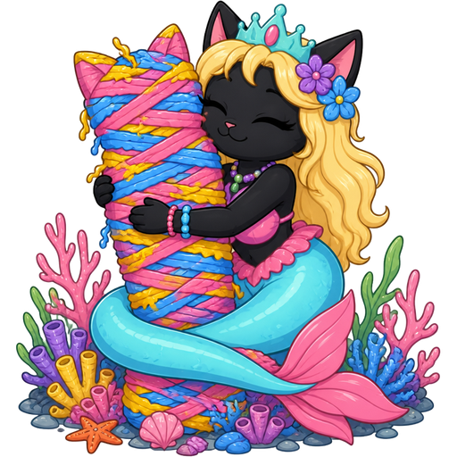 green boy cat furry was getting wrapped up and pink and blue and yellow seaweed mummfied tightly by black cat furry with light yellow hair purple and blue flowers light cyan crown purple and green necklace pink and blue bracelets pink dress attached to long light cyan mermaid tail with pink tail fins using pink and blue and yellow seaweed pink and blue and yellow seaweed mummy shaped like green boy cat furry completely covered with pink and blue and yellow seaweed mummy then black cat furry with light yellow hair purple and blue flowers light cyan crown purple and green necklace pink and blue bracelets pink dress attached to long light cyan mermaid tail with pink tail fins coils it's long light cyan mermaid tail with pink tail fins around pink and blue and yellow seaweed mummy shaped like green boy cat furry completely covered with pink and blue and yellow seaweed mummy and hugs pink and blue and yellow seaweed mummy shaped like furry yellow cat with green shirt completely covered with pink and blue and yellow seaweed mummy in coral reef cartoon version