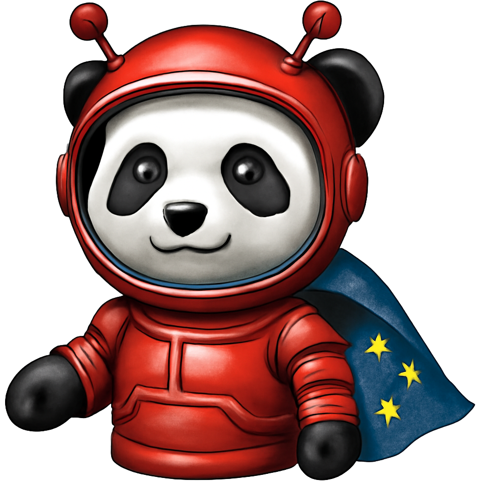 ππ€β¨ Intergalactic Panda Explorer: A Panda with a sleek, red metallic astronaut suit, wearing a red space helmet adorned with antennae and a shimmering cape. ππΎ