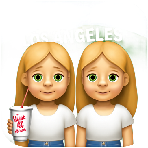 A blonde girl with a cute white top on and Jean shorts by the Los Angeles sign and the sky is blue and some clouds with a chick fi lay drink and she is 15 years old and she is with her best friend that is matching with her
