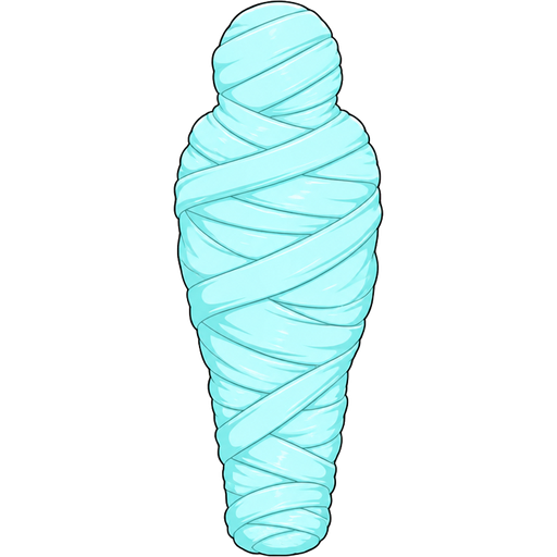 wrapped up and mummified fully covered in a large #B8FFFF spider slik cocoon shaped like human behind back and legs together with #B8FFFF spider slik wrappings completely covered with large coat non-transparent #B8FFFF spider slik wrappings cocoon
