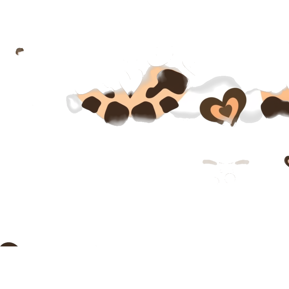 cute japanese chibi art of a heart shaped animal print pattern on a white background on a white background