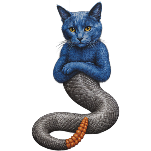 sorket the cat naga a blue cat with a long grey snake body with an orange rattlesnake tail 1988 flim poster