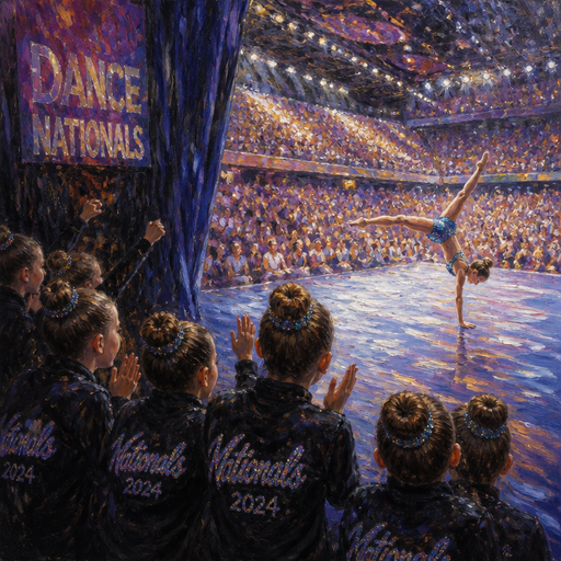 give me a 10 year-old daughter doing her solo, which is acro, and her team is not on stage, but they are watching her from behind the scenes and they are cheering for her and they are at dance nationals and it’s so so so so so so so so so big and crowded