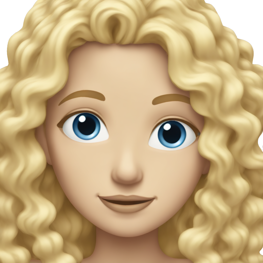 make a white woman, with long blonde curls and blue eyes really pretty and loose hair to her tummy and you can only see above her shoulders