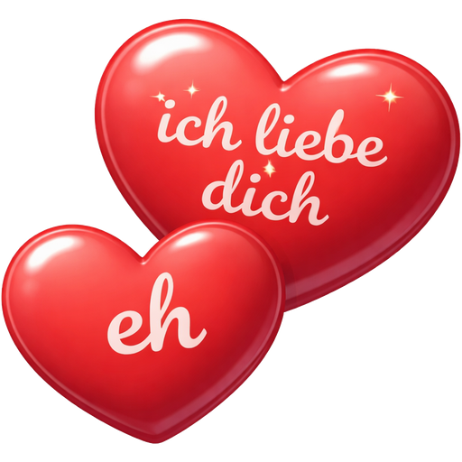 ich möchte zwei herzen diagonal übereinander also quasi so: „💕“ und in dem oberen soll stehen „ich liebe dich“ und in dem unteren „eh“ und das soll der emoji von apple sein also die version vom herz in rot . die schrift bitte schön und klein also nur kleine buchstaben