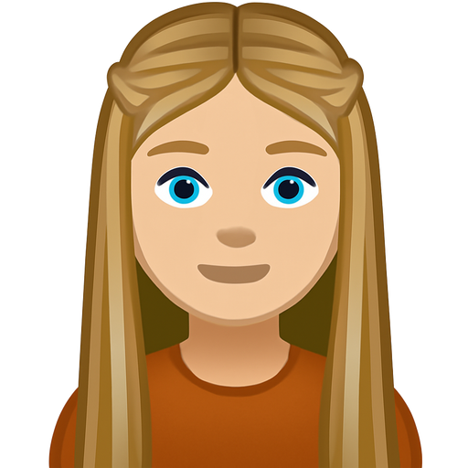 this white teenage girl with blue eyes has long and straight dirty blonde and highlighted hair. she has it straight down but front pieces are clipped on the back of her head with a hair clip